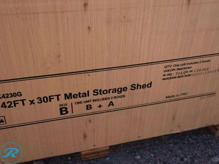 New KJ K4230G Metal Storage Shed, 42' x 30' - Roller Auctions