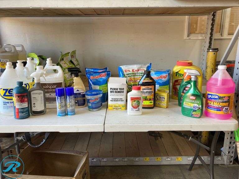 (29) New- Assorted chemical for home sanitizer ink and stain antifreeze moisture absorber grass killer etc. - Roller Auctions