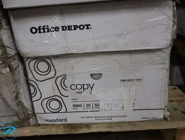 (6) Office Depot Copy Paper 5000pc Per Case, 8.5" x 11", 92 Brightness, 20 Pounds - New/Damaged Box/Few Damaged - Roller Auctions