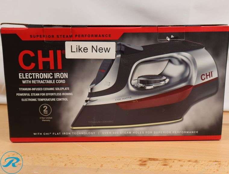 CHI Electronic Clothing Iron with Retractable Cord - Like New - Roller Auctions