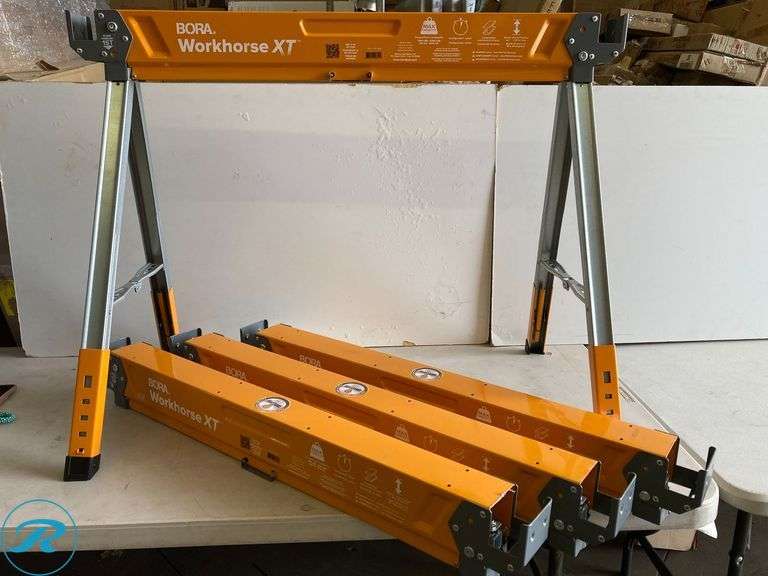 (4) New- BORA Workhorse XT 38-in W x 30-in H Adjustable Steel Saw Horse ( 1350-lb Capacity) - Roller Auctions