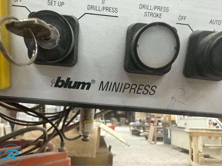2002 Blum M51N053 Minipress Drilling and Press Machine, 220V With Workbench, 42″ x 29″ - Roller Auctions