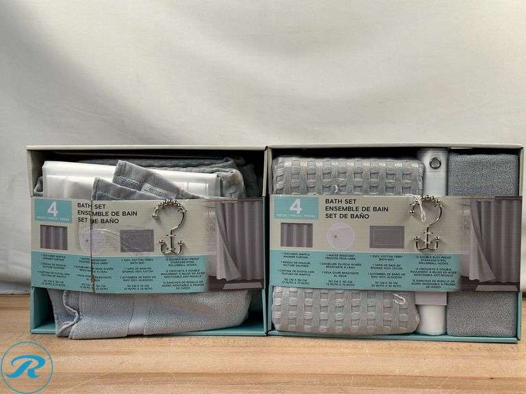 (2) 4-piece Bath Set, Gray- New/ Open Box - Roller Auctions
