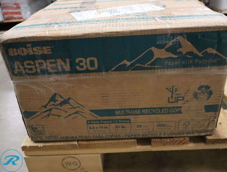 (3) Boise Aspen 30 Recycled Paper - 5000pc Per Case, 8.5" x 11", 92 Brightness, 20 Pounds - New/Damaged Box/Few Damaged - Roller Auctions