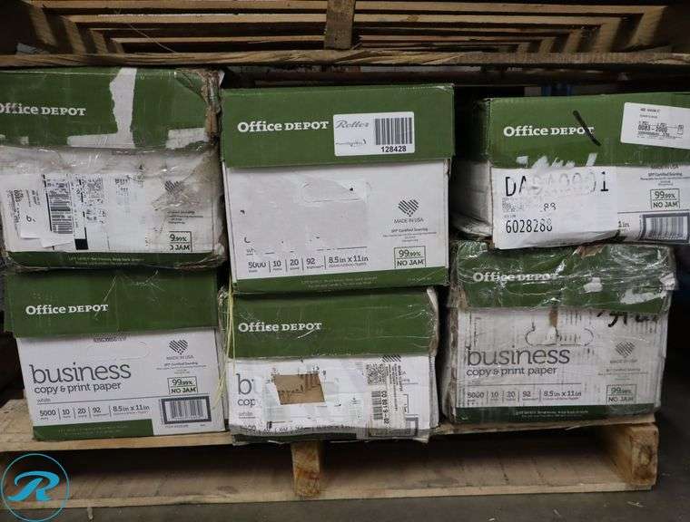 (6) Office Depot Business Copy & Print Paper 5000pc Per Case, 8.5" x 11", 92 Brightness, 20 Pounds - New/Damaged Box/Few Damaged - Roller Auctions