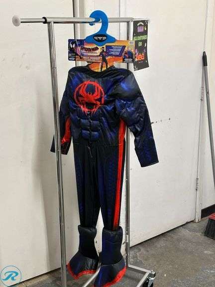 Kid's Fireman Costume, Age 7-8- New/ Has a Tear; Kid's Spiderman Costume, Miles Edition, Age 7-8- New - Roller Auctions