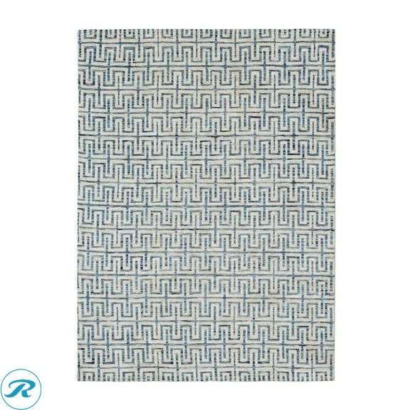 (1) New- Origin 21 Mirrored Paths 5 x 7 (ft) Blue and White Rectangular Indoor Pet Friendly Area rug - Roller Auctions