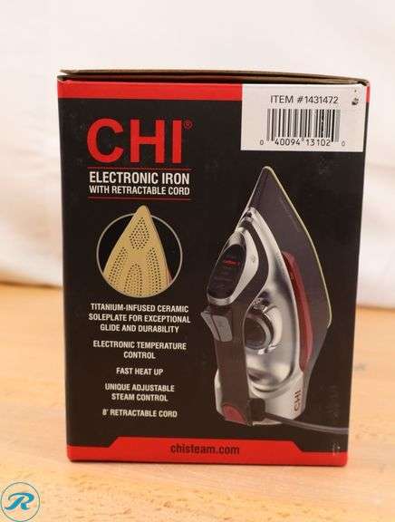 CHI Electronic Clothing Iron with Retractable Cord - New - Roller Auctions