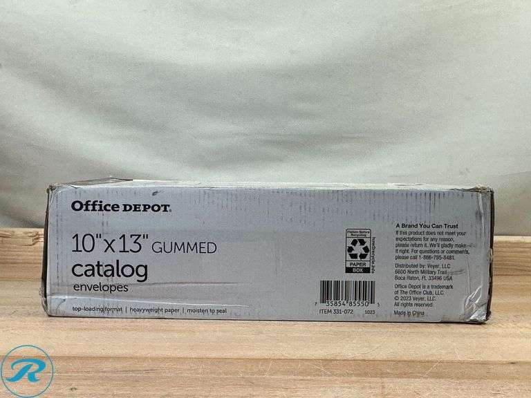 Office Depot® Brand: Envelopes, 4-1/8" x 9-1/2", Clean Seal, White, Box Of 500- New; Office Depot® Brand :10" x 13" Catalog Envelopes, Gummed Seal, White, Box Of 250- New - Roller Auctions