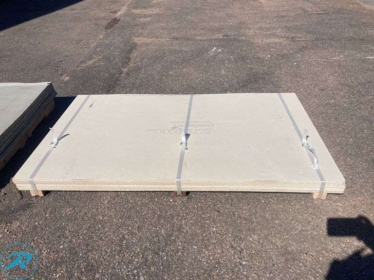 (23) New- (12) PermaBase Ultra Backer 3ft x 5ft x 1/4" waterproof cement backer board 1.0 sheet (some minor damage) (11) 3ft x 5ft x 1/2" Waterproof Fiber Cement backer Board 1.0 Sheet (some Minor damage See photos) - Roller Auctions