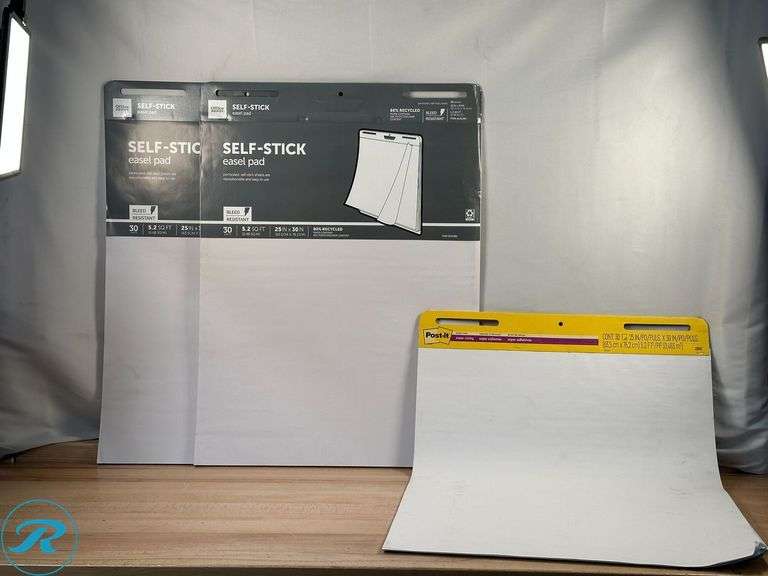 (2) Office Depot® Brand: Self-Stick Easel Pad, 25" x 30", 30 Sheets, 30% Recycled, White, 21509- New; Post-it®: Super Sticky Easel Pads, 25" x 30", 1 Pad, 30 Sheets/Pad, School Supplies for Classrooms, White- New - Roller Auctions