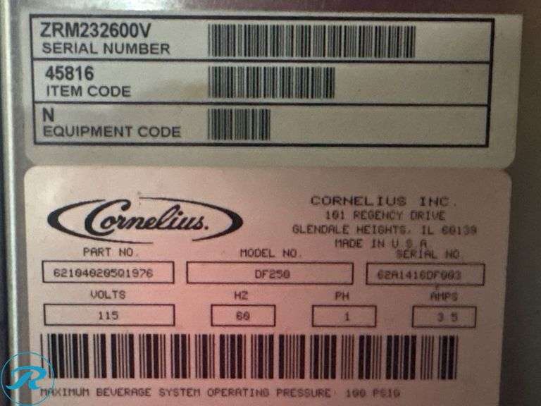 Cornelius DF250 8-Head Soda Fountain Dispenser, Includes