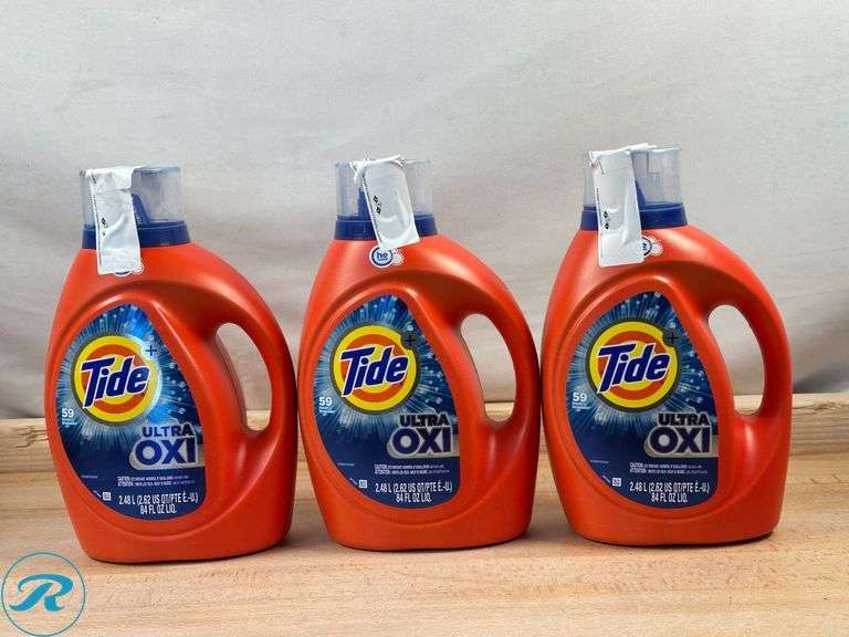 Lysol®: Disinfectant Spray, 19 Oz Bottle, Case Of 4, 8 cans- New; (3) Tide Ultra Oxi Liquid Laundry Detergent, Fresh, 84 Fl Oz- New; (3) Betco GE Fight Bac RTU Disinfectant- New - Roller Auctions