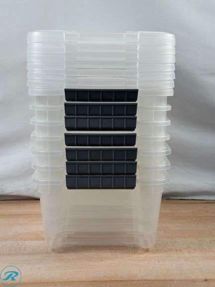 (7) IRIS: 12.9 Quart Buckle Up Storage Bin- New; (6) IRIS: 45 Qt. Buckle Up Storage Box- New/ Cracked Lids - Roller Auctions