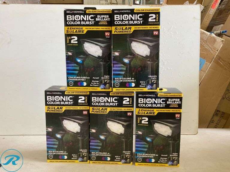 (5) New- BELL + HOWELL 2 -Pack Bionic Lighting 44 -Lumens 0.5 -Watt Black Solar LED Outdoor Path Light ( 6000-K ) - Roller Auctions