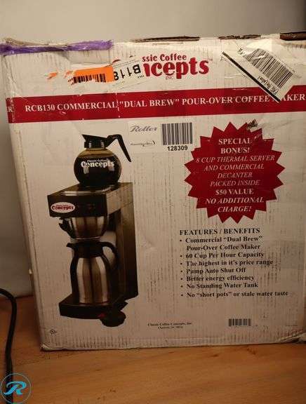Classic Coffee Concepts RCB130 Commercial Dual Brew Pour Over Coffee Maker - Used/Tested - Roller Auctions