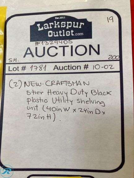 (2) New- CRAFTSMAN 5 -Tier Heavy Duty Black Plastic Utility shelving unit ( 40.0-in W x 24.0-in D x 72.0-in H ) - Roller Auctions