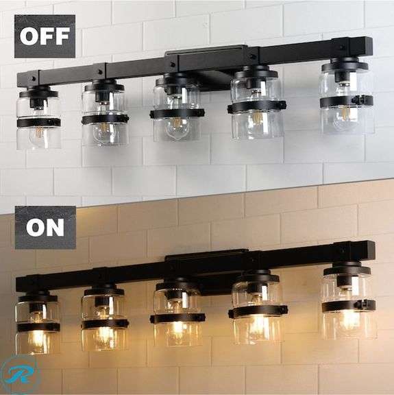 (1) ExBrite Industrial simplicity 40.94-in 5 -Light Matte Black Industrial Vanity light - Roller Auctions