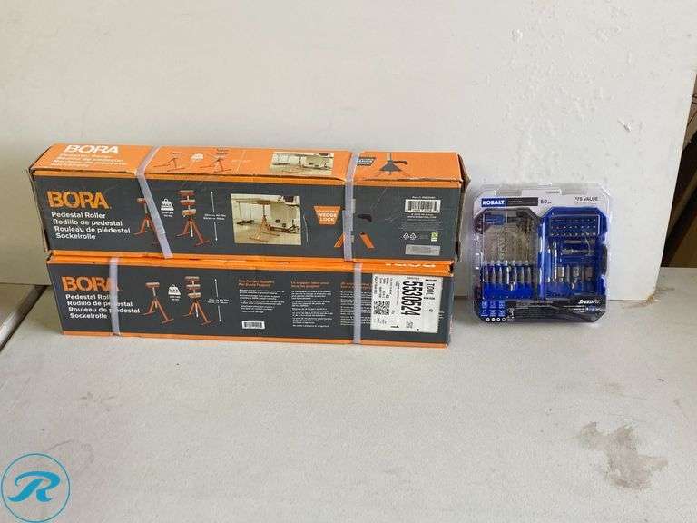 (3) New- (2) BORA 17-in W x 43.75-in H Adjustable Steel Saw Horse ( 200-lb Capacity) (1) Kobalt Screwdriver Bit Set 50 -Piece - Roller Auctions