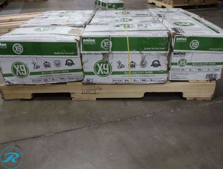 (8) Boise Paper X9 - 5000pc Per Case, 8.5" x 11", 92 Brightness, 20 Pounds - New/Damaged Box/Few Damaged - Roller Auctions