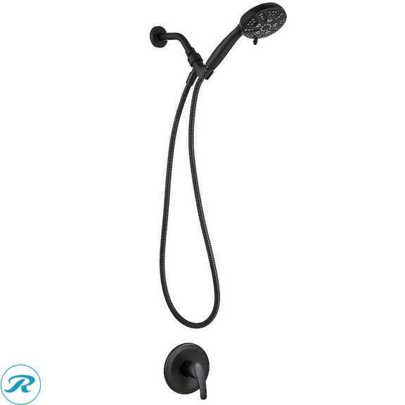 (1) New- BWE Matte Black 1-handle Handheld 10-in Round Shower Faucet with Valve