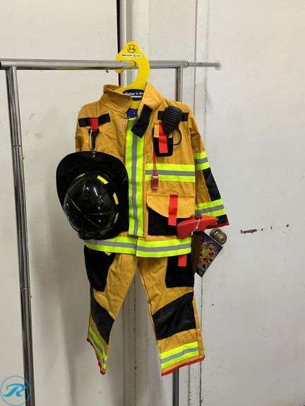 Kid's Fireman Costume, Age 5-6- New/ Has a Tear; Kid's Spiderman Costume, Miles Edition, Age 3-4- New - Roller Auctions