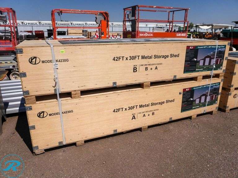 New KJ K4230G Metal Storage Shed, 42' x 30' - Roller Auctions