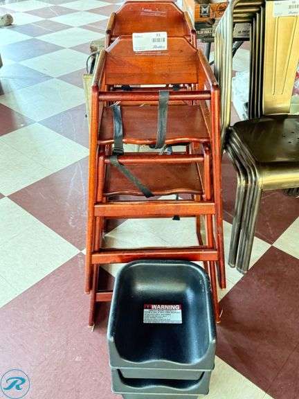 (4) Wood High Chairs and (2) Plastic Booster Seats