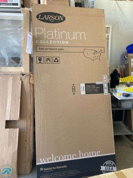 (1) New- LARSON Platinum Fullview 36-in x 81-in Black Aluminum Right-hand Outswing/Left Hinge Storm Door Full-view with Interchangeable Screen ( No handle ) - Roller Auctions