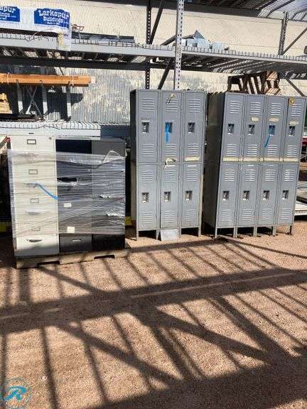 (8) Assorted File Cabinets and lockers 37" x 77" x 18" (file cabs all different sizes (some have dents and minor damage) See Photos) - Roller Auctions