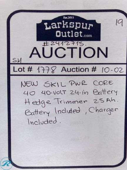 (1) New- SKIL PWR CORE 40 40-volt 24-in Battery Hedge Trimmer 2.5 Ah Battery Included , Charger Included - Roller Auctions