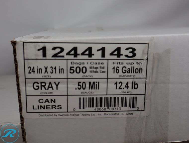 (4) 24 X 31 High Density Can Liner 16 Gallon, .50mil, 500 Bags Per Case - New - Roller Auctions