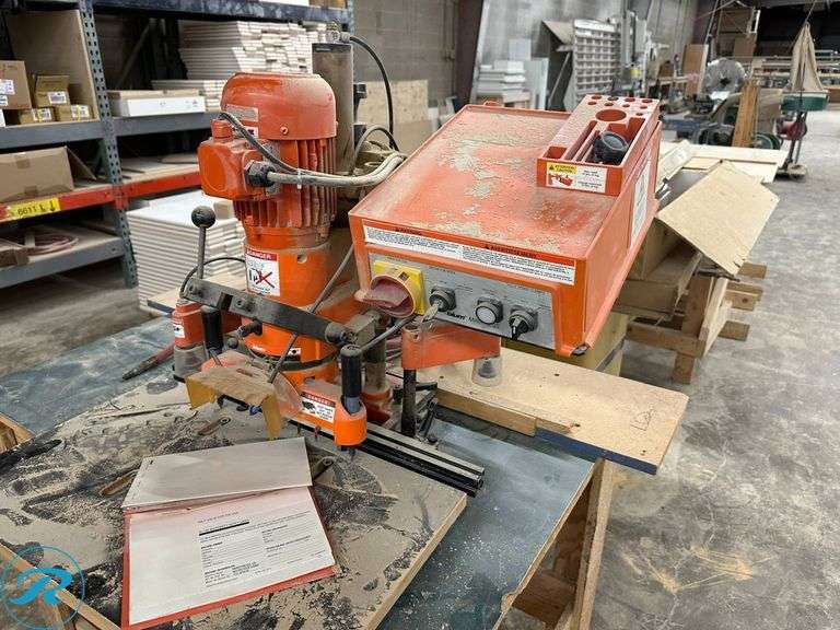 2002 Blum M51N053 Minipress Drilling and Press Machine, 220V With Workbench, 42″ x 29″ - Roller Auctions