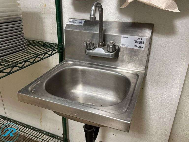 Wall-Mounted Stainless Steel Hand Sink with Faucet, 16″