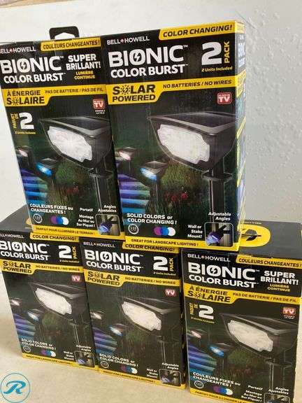 (5) New- BELL + HOWELL 2 -Pack Bionic Lighting 44 -Lumens 0.5 -Watt Black Solar LED Outdoor Path Light ( 6000-K ) - Roller Auctions