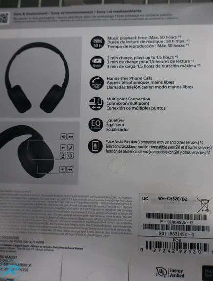 Sony - WH-CH520 Wireless Headphone with Microphone - Black - Like New/Open Box - Roller Auctions