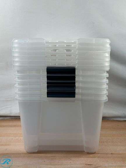 (7) IRIS: 12.9 Quart Buckle Up Storage Bin- New; (6) IRIS: 45 Qt. Buckle Up Storage Box- New/ Cracked Lids - Roller Auctions