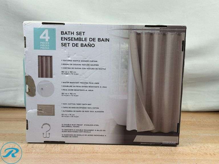 4-piece Bath Set, Blue- New/ Open Box, 4-piece Bath Set, Taupe- New/ Open Box - Roller Auctions