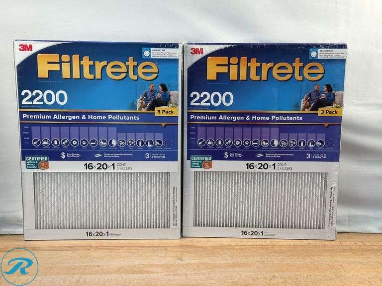 (2) Filtrete: 2200 Premium Allergen & Home Pollutants 16x20x1 Filters, 3pk- New; Filtrete: 2500 Premium Allergen & Ultrafine Particles 16x25x1, 4pk- New - Roller Auctions