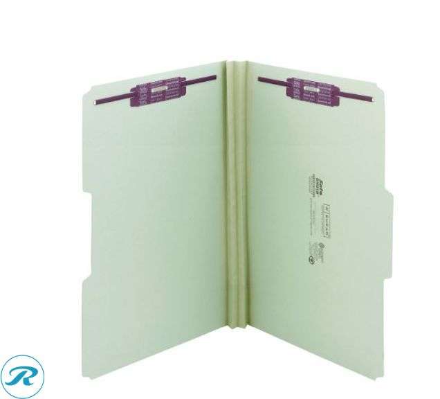 (2) Smead® Pressboard Fastener Folders With SafeSHIELD® Fasteners, 2" Expansion, Legal Size, 100% Recycled, Gray/Green, Box Of 25- New - Roller Auctions