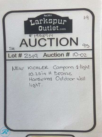 (1) New- Kichler Capanna 1 -Light 10.25-in H Bronze Hardwired Outdoor Wall Light - Roller Auctions