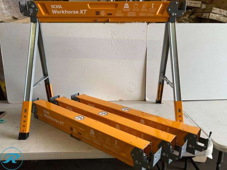 (4) New- BORA Workhorse XT 38-in W x 30-in H Adjustable Steel Saw Horse ( 1350-lb Capacity) - Roller Auctions