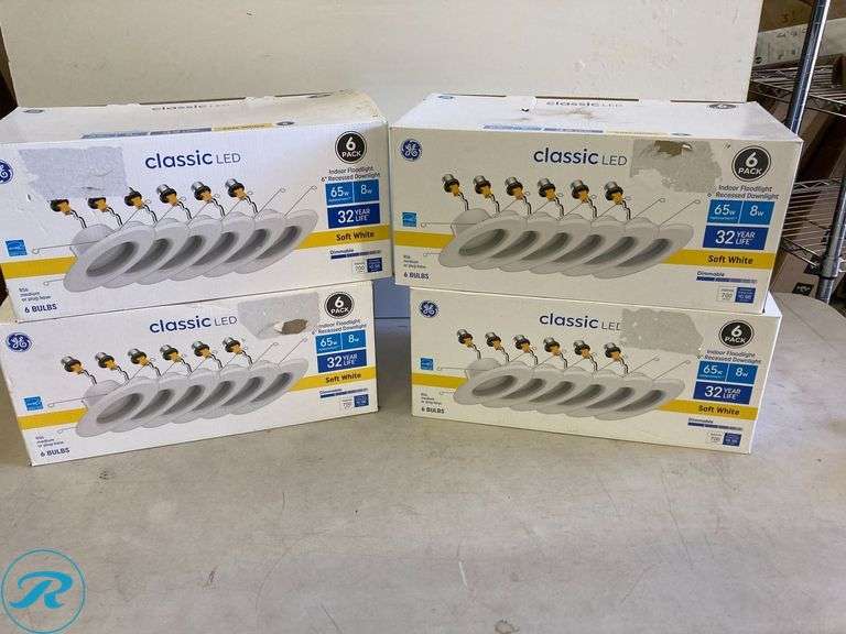 (4) New- GE Classic White 5-in or 6-in 700 -Lumens Soft White Round Dimmable LED Damp rated Recessed Downlight 6 -Pack - Roller Auctions