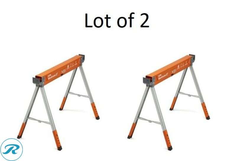 (2) New- BORA Workhorse XT 38-in W x 30-in H Adjustable Steel Saw Horse ( 1350-lb Capacity) - Roller Auctions