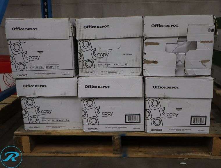(6) Office Depot Copy Paper 5000pc Per Case, 8.5" x 11", 92 Brightness, 20 Pounds - New/Damaged Box/Few Damaged - Roller Auctions