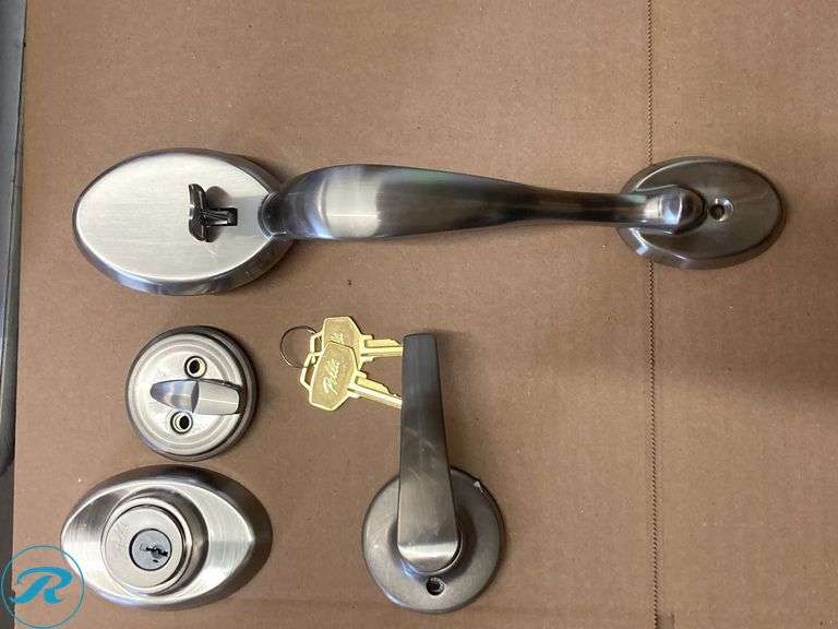 (1) New- Pella Standard Single Cylinder Unhanded Chelsea Satin Nickel Handle set - Roller Auctions