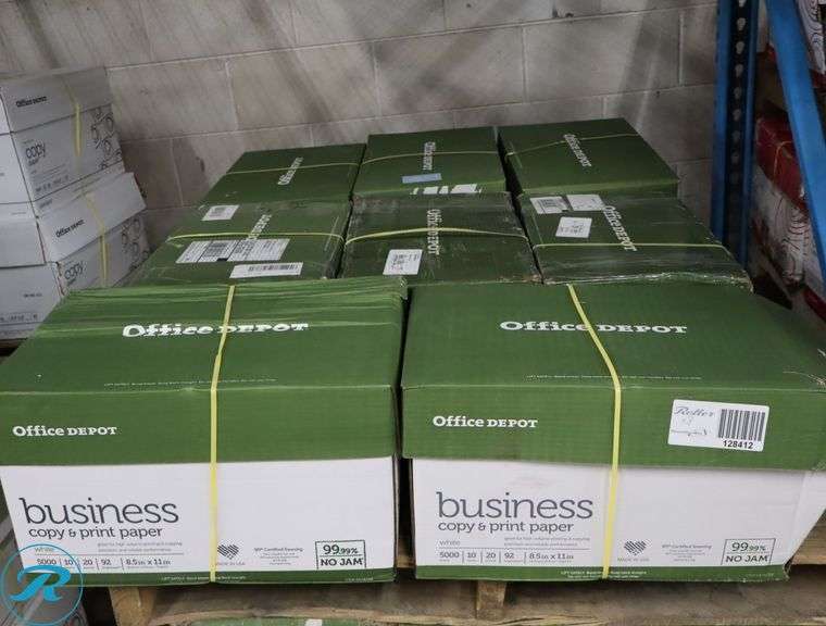 (6) Office Depot Business Copy & Print Paper 5000pc Per Case, 8.5" x 11", 92 Brightness, 20 Pounds - New/Damaged Box/Few Damaged - Roller Auctions