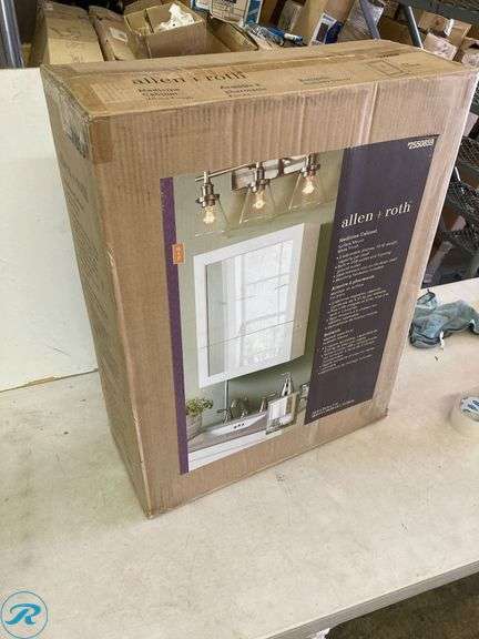 (1) New- allen + roth 20-in x 26-in x 7-in White Soft Close Bathroom Wall Cabinet - Roller Auctions