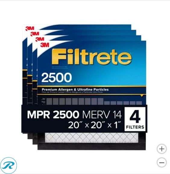 (6) 3M 2500 Series Filtrete 1" Filter,20x20x1- (3) New/ (3) Like New; 3M 2500 Series Filtrete 1" Filter, 20x25x1- 4-pack- New/ Damage packaging - Roller Auctions