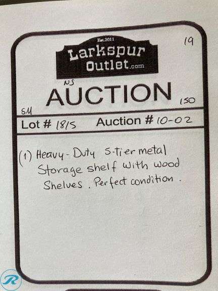 (1) Out of Box- Heavy Duty 5-Tier Metal Storage Shelf with wood shelves Perfect condition - Roller Auctions